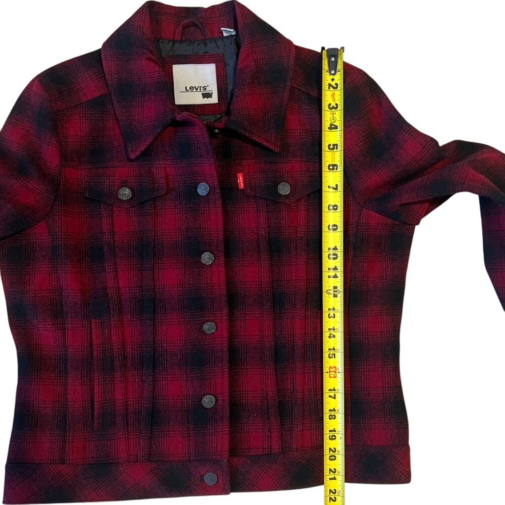 Levi’s Wool Blend Red/Black Buffalo Plaid Jacket Hip Length Size Large - Picture 9 of 10